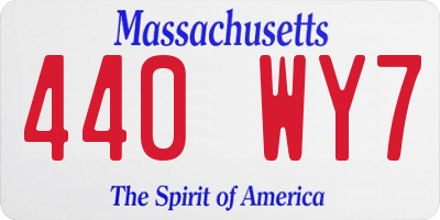 MA license plate 440WY7