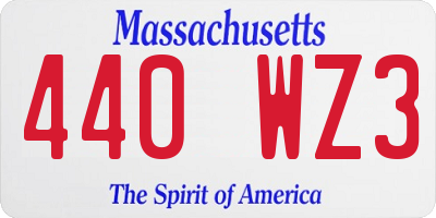 MA license plate 440WZ3