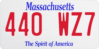 MA license plate 440WZ7