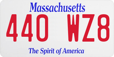 MA license plate 440WZ8