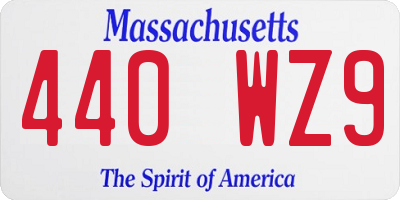 MA license plate 440WZ9