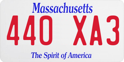 MA license plate 440XA3