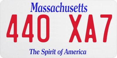 MA license plate 440XA7