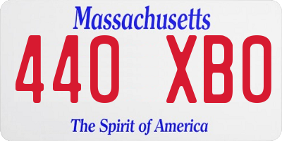 MA license plate 440XB0