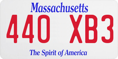 MA license plate 440XB3