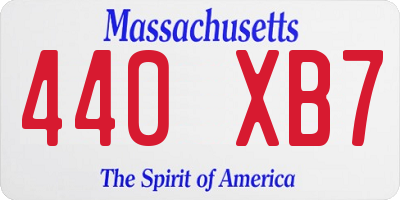 MA license plate 440XB7