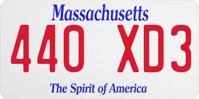 MA license plate 440XD3