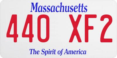MA license plate 440XF2