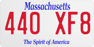 MA license plate 440XF8