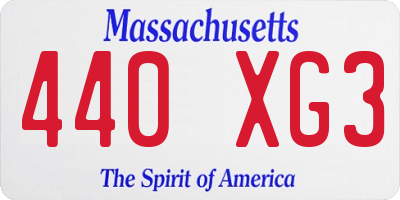 MA license plate 440XG3