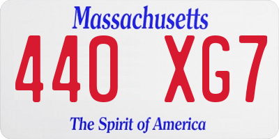 MA license plate 440XG7