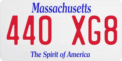 MA license plate 440XG8