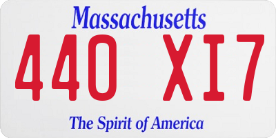 MA license plate 440XI7