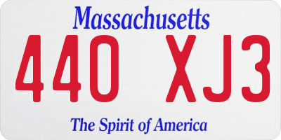 MA license plate 440XJ3