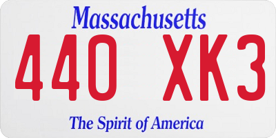 MA license plate 440XK3