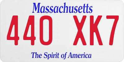 MA license plate 440XK7