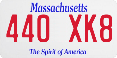MA license plate 440XK8