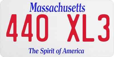 MA license plate 440XL3