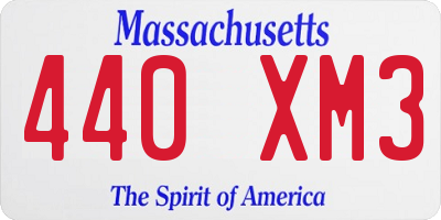 MA license plate 440XM3