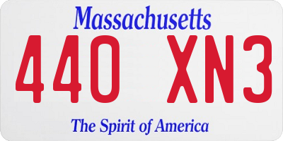 MA license plate 440XN3