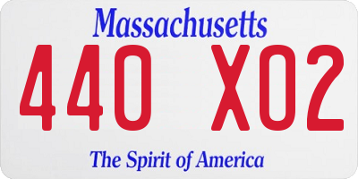 MA license plate 440XO2