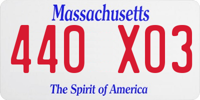 MA license plate 440XO3