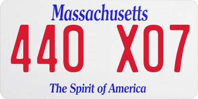 MA license plate 440XO7