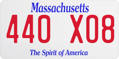 MA license plate 440XO8