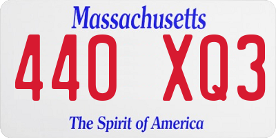 MA license plate 440XQ3