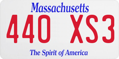 MA license plate 440XS3