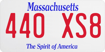 MA license plate 440XS8