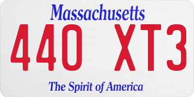 MA license plate 440XT3