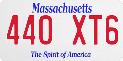 MA license plate 440XT6