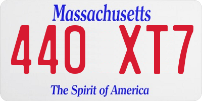 MA license plate 440XT7