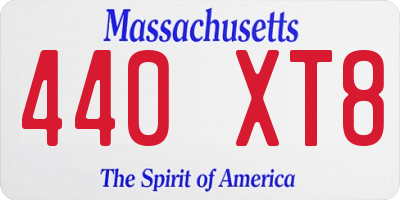 MA license plate 440XT8