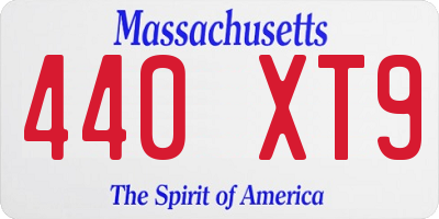 MA license plate 440XT9
