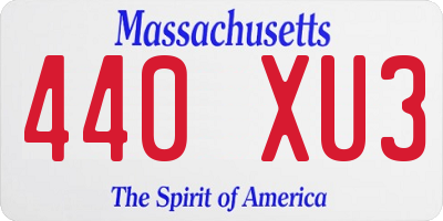 MA license plate 440XU3