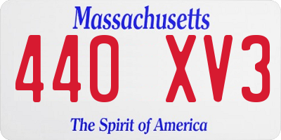 MA license plate 440XV3