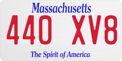 MA license plate 440XV8