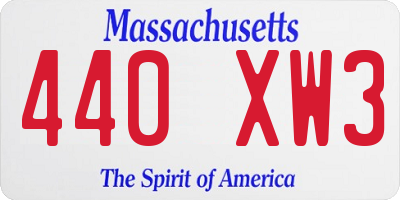 MA license plate 440XW3