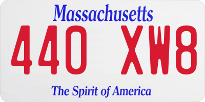MA license plate 440XW8