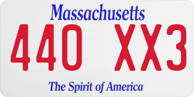 MA license plate 440XX3