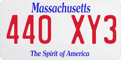 MA license plate 440XY3