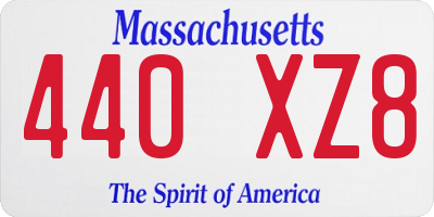 MA license plate 440XZ8