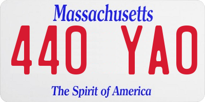 MA license plate 440YA0