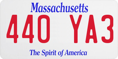MA license plate 440YA3