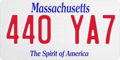 MA license plate 440YA7