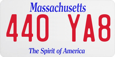 MA license plate 440YA8