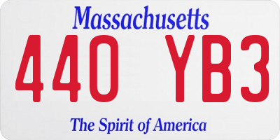 MA license plate 440YB3