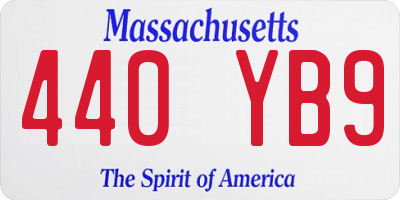 MA license plate 440YB9